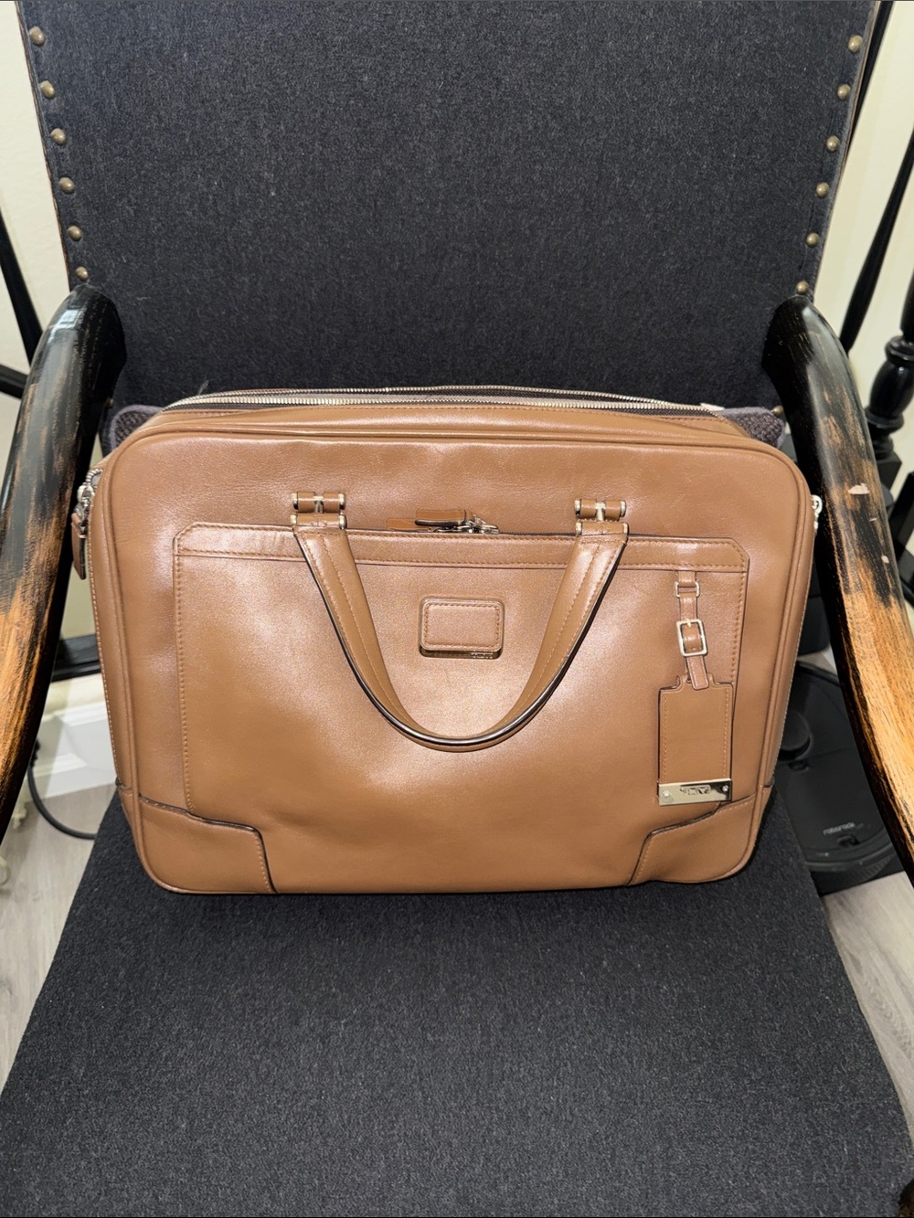Tumi Cognac Brown Leather Briefcase